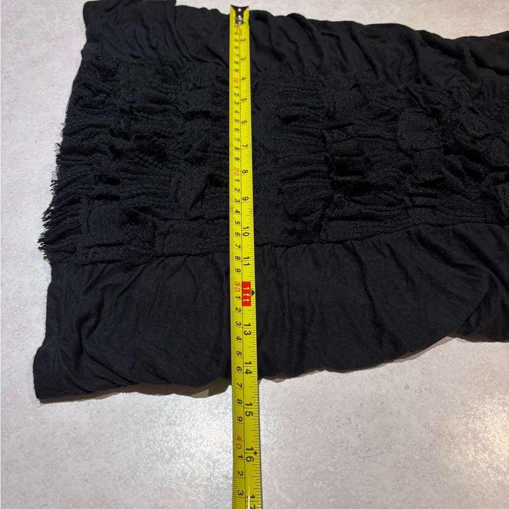 GUESS BLACK RUCHED HALTER/STRAPLESS MINI DRESS WITH LACE RUFFLING - Picture 9 of 11
